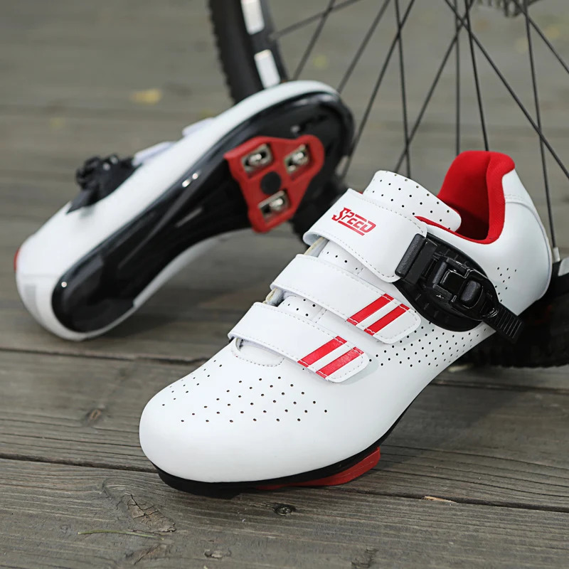 Mens Cycg Shoes Compatible with Peloton Indoor Bicycle Pedals Clip in Road Bike PreInstalled Look Delta Cleats 250219