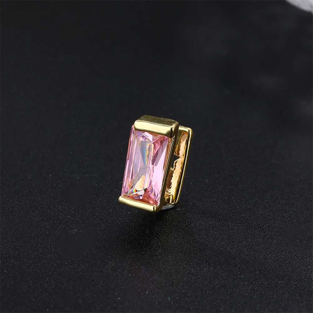 Hip Hop Fashion 2pcs/lot Pink Baguette Zircon Teeth Grillz For Men Women Dental Grills Teeth Single Punk Teeth Grillz JewelryXJ250114