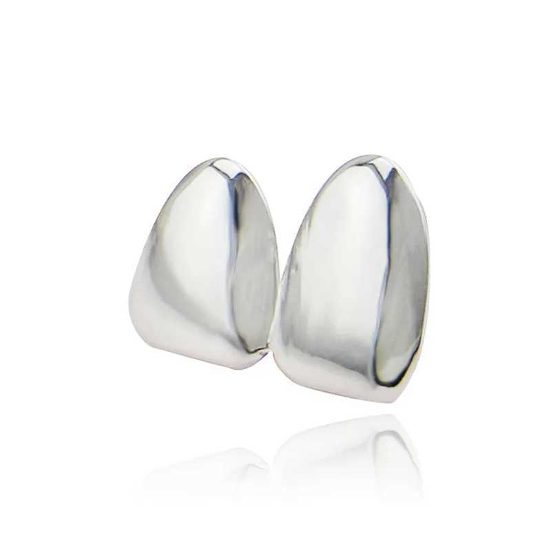 2PC Pure Style Bling Teeth Grillz Top Bootom Dental Mouth Caps Cosplay Party Rapper Hip Hop Jewelry TG070XJ250114