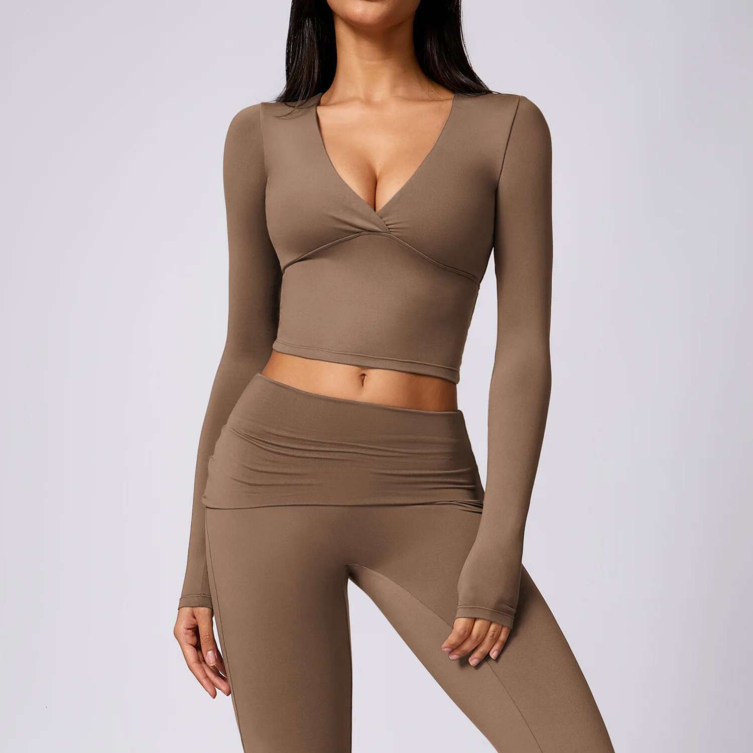 Ddmyoutdoor China Domestic Mermaid Curve Casual Sports Top With Chest Pad Sexy Pure Slimming Tight Yoga Long Sleeve Long Sleeve Workout Top