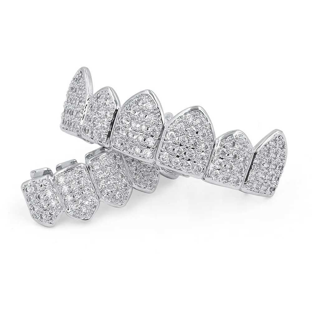 All Full CZ Bling Iced Out Teeth Grillz Hip Hop Top Bottom Grills Dental Mouth Punk Teeth Caps Cosplay Party TG133XJ250114