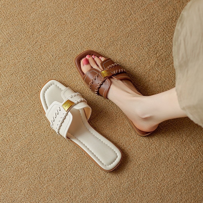 Women Slippers Fashion Flat Bottom Comfort Indoor Outdoor Wear Beach Seaside Design Sense Triple Brown Beige Free shipping