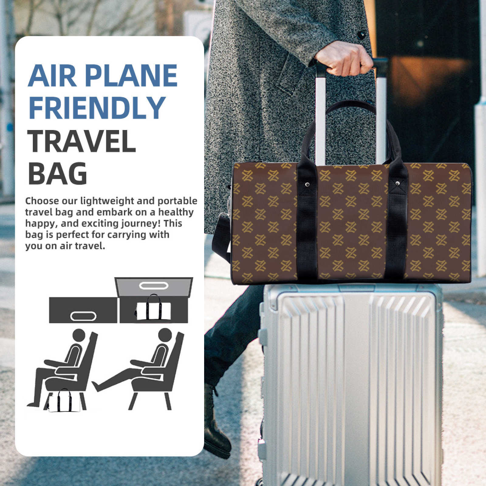 NXY Fashionable Large Capacity Portable Travel Bag Lightweight Short-distance Duffle Bag Storage Messenger Bag Sports Gym Bag