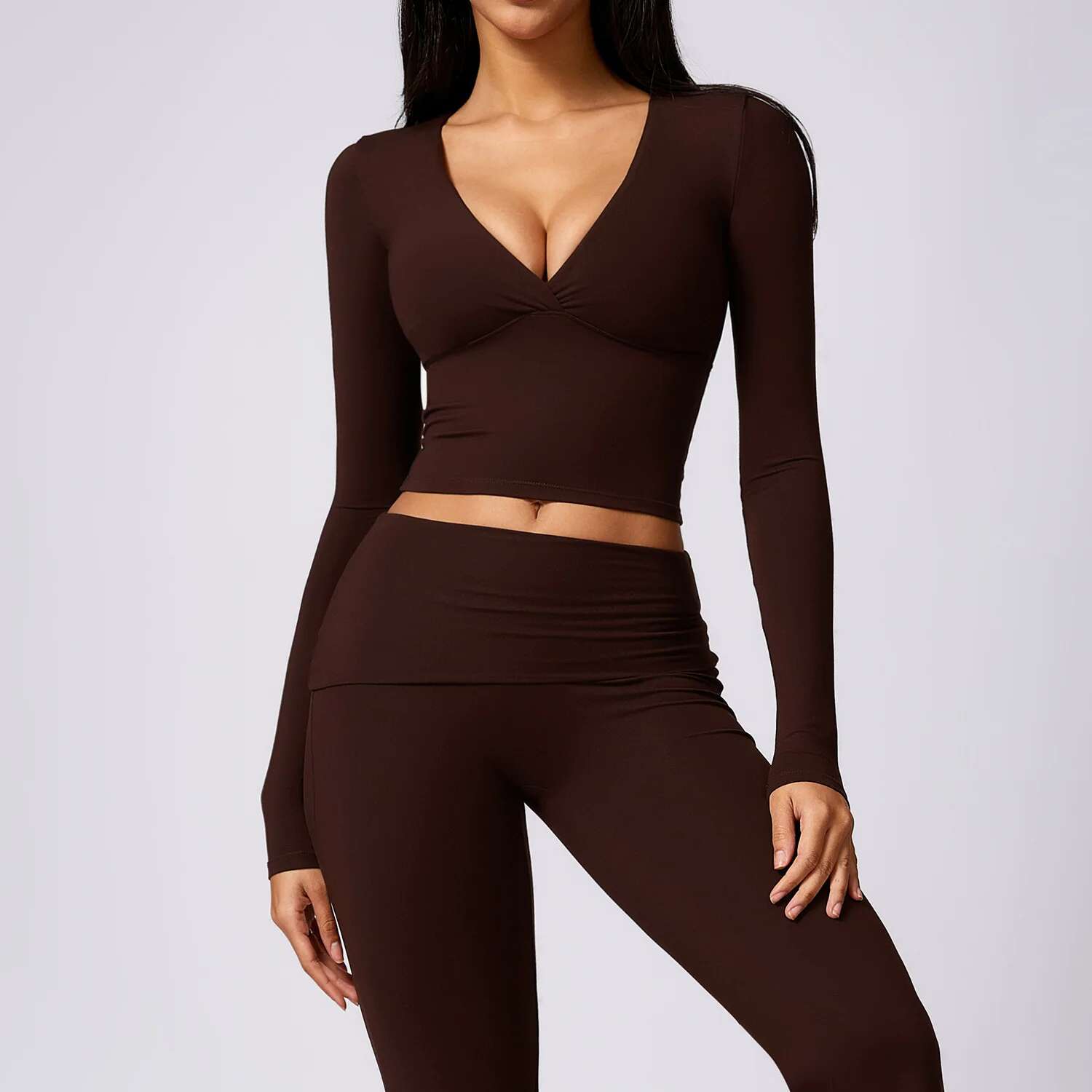 Ddmyoutdoor China Domestic Mermaid Curve Casual Sports Top With Chest Pad Sexy Pure Slimming Tight Yoga Long Sleeve Long Sleeve Workout Top