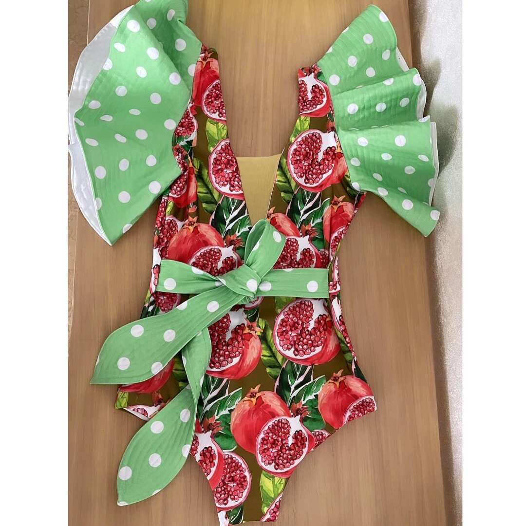 2025 New Print Sexy One Piece Swimsuit Women Swimwear Push Up Monokini Ruffle Swim Bathing Suit Summer Beach Wear Female
