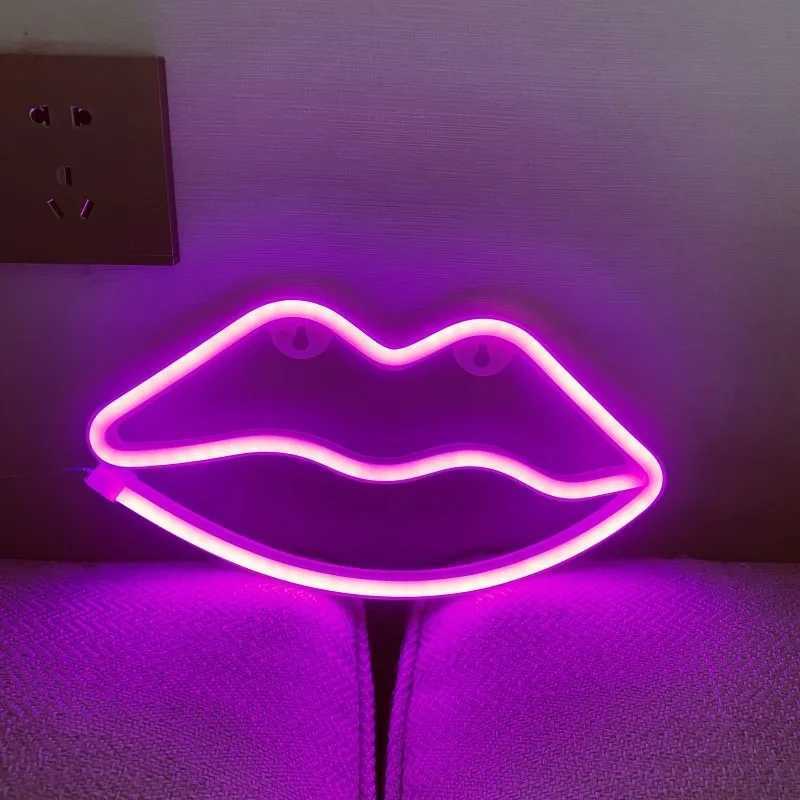 Lipstick shaped LED neon light logo USB powered love neon light night light 3D wall mounted art and game room bedroom living room decoration light log