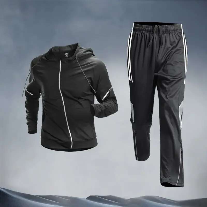 Running Fiess Quick-Dry Loose Fit Outdoor Training Jacket Morning Runs Autumn Spring Men's Sportswear Set
