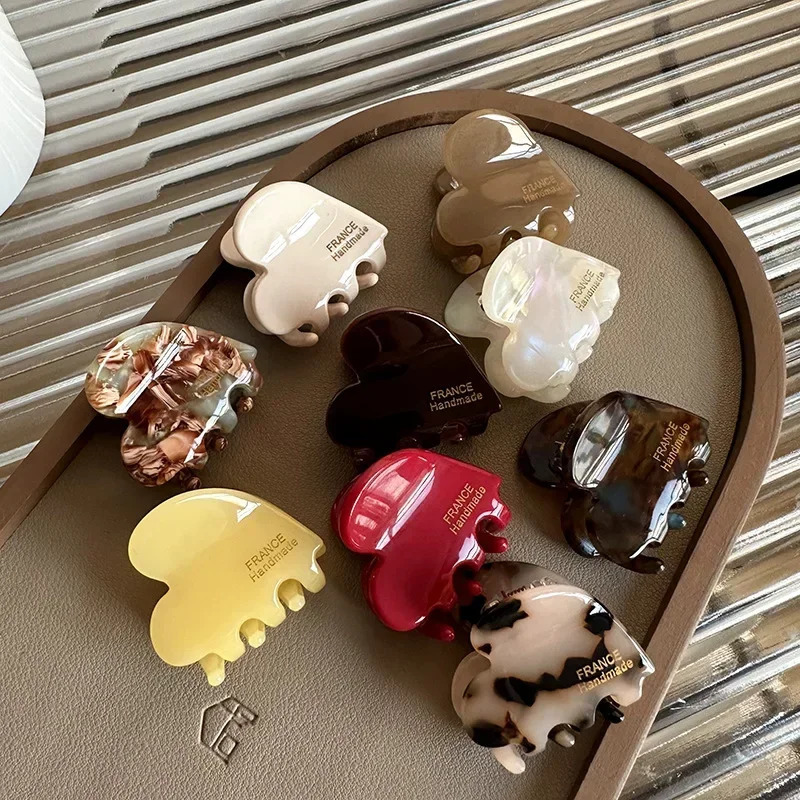35cm Small Hairclaw Acetate Hair Crabs for Girls Cute Heart Shaped Hairclips Children Women Accessories 250118