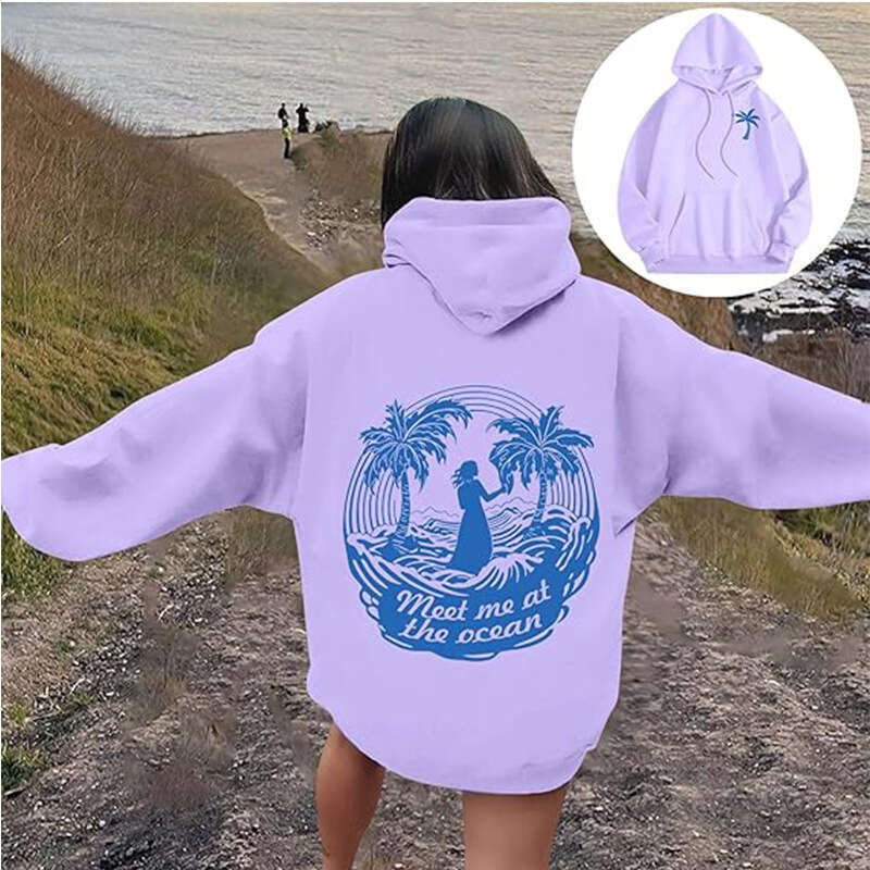 Ladies' Cute College Style Hoodie Dropped Shoulders, Long Sleeve Drawstring Hoodie, Top with Pocket