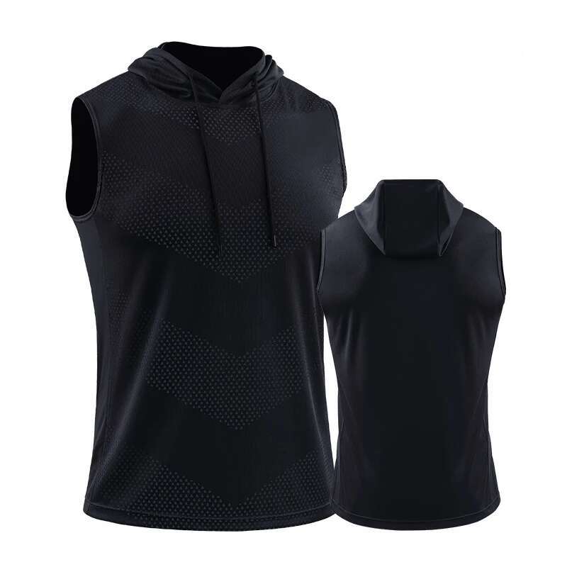 Ddmyoutdoor China Domestic Men Running Vest Hooed New Summer Gym Workout Sleeveless Shirt Ice Silk Fiess Bodybuilding Tank Tops Elastic Training Hood 