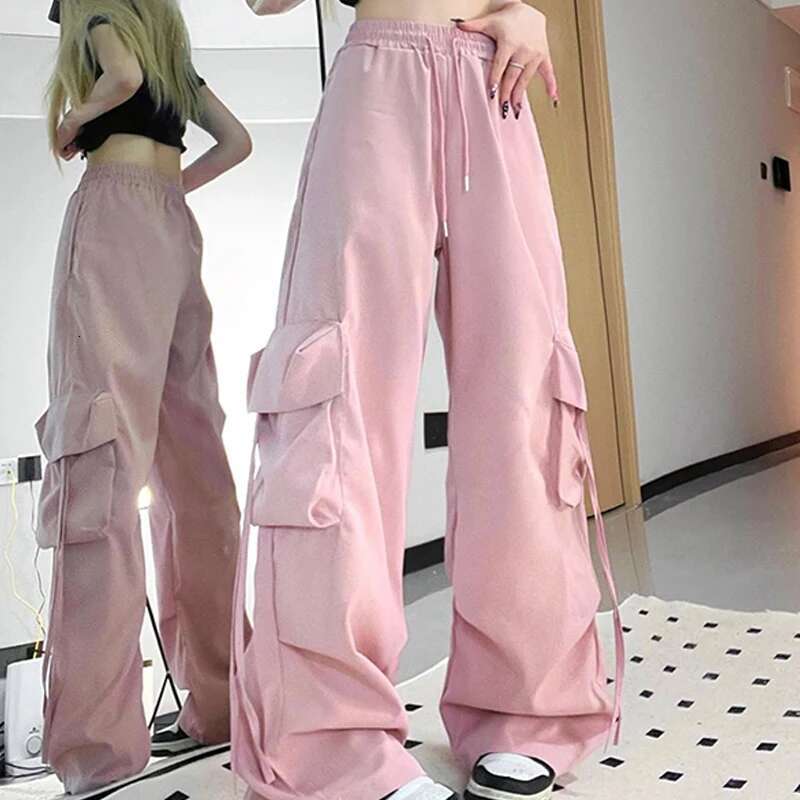 Y2k Cargo Pants Women Streetwear Oversized Wide Leg Sweatpants Haruku Big Pockets Joggers Bf High Waist Baggy Sports Trousers