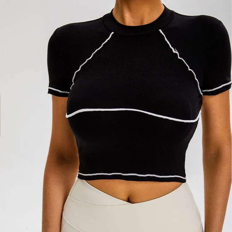 Ddmyoutdoor China Domestic Mermaid Curve Color Split Vigor Sports Top Cool Soft High Elastic Tight Short Sleeve Gym Tops Women