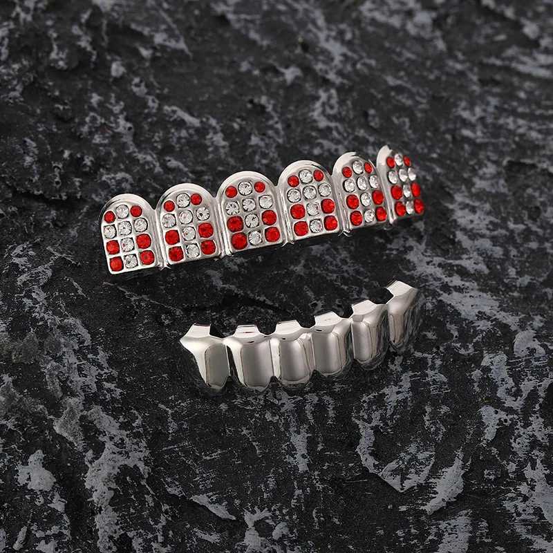 Iced Out Pink Cubic Zirconia Teeth Grillz For Men Micro Pave Top Bottom Teeth Grillz Caps Bling Dental Grills Jewelry HiphopXJ250114