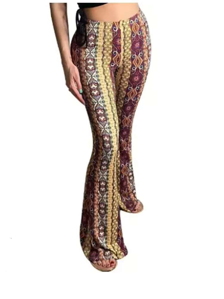 2024 New Summer Stretch Slimming Fashion Printed Sm Street Vacation Beach Bohemian Style Women's Pants