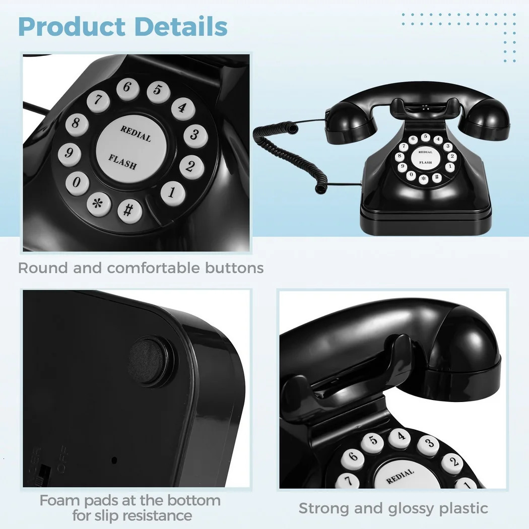 Corded Landline Telephone Crystal Clear Sound Vintage Phone Redial Function PushButton Old Desk 250108