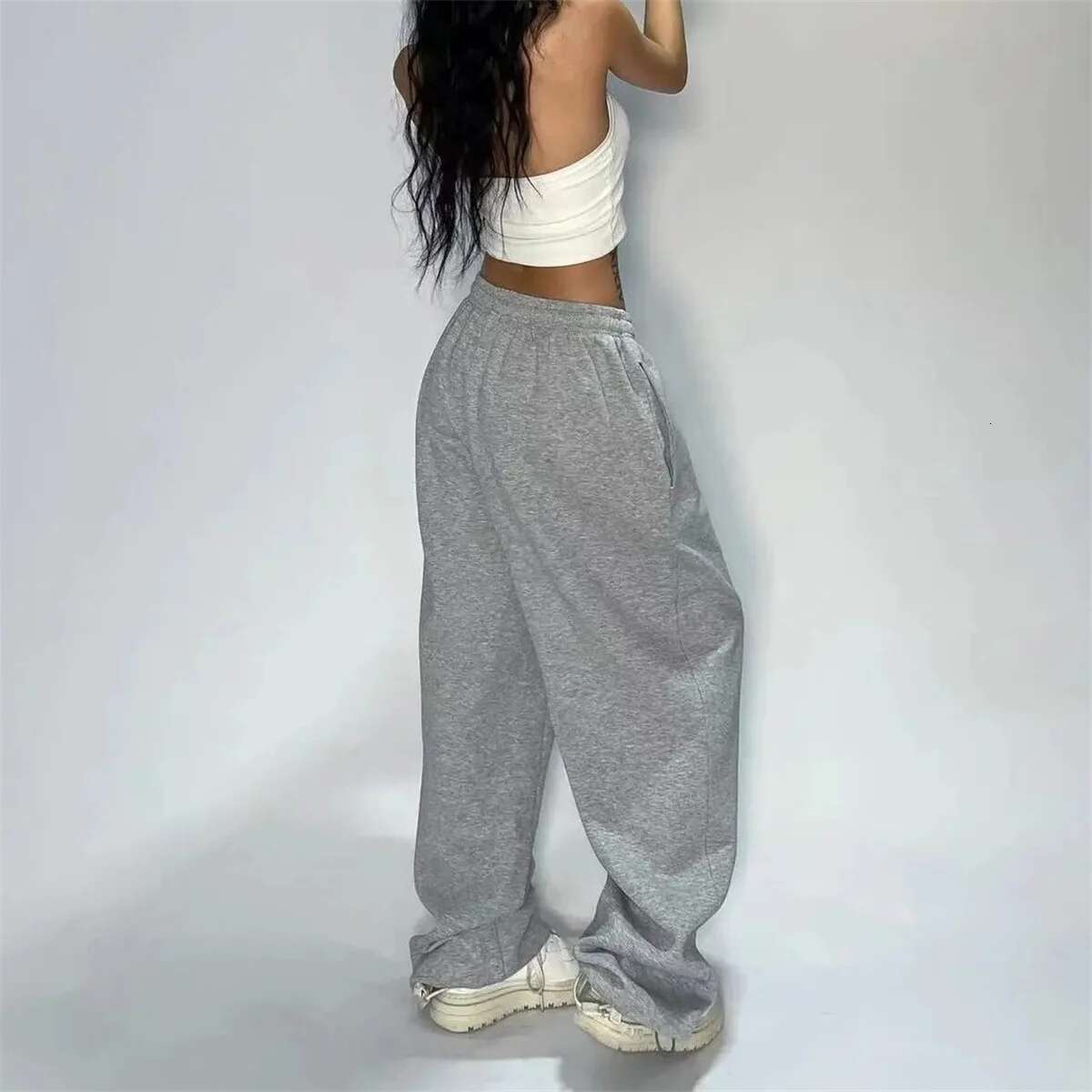 Solid Loose Sweatpants Women Wide Leg American Retro Pant Female Joggers Baggy Pants Hip Hop Oversized Trousers