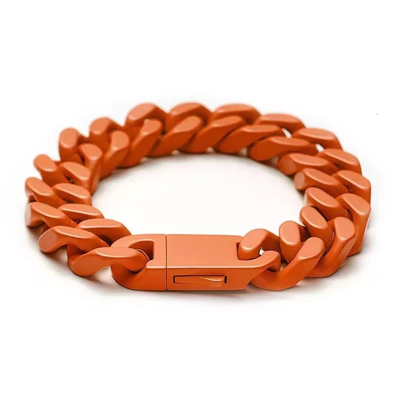 Color Stainless Steel Miami Cuban Hip Hop Mens Bracelet Ins Style Couple Bangle Jewelry Wholesale 250109