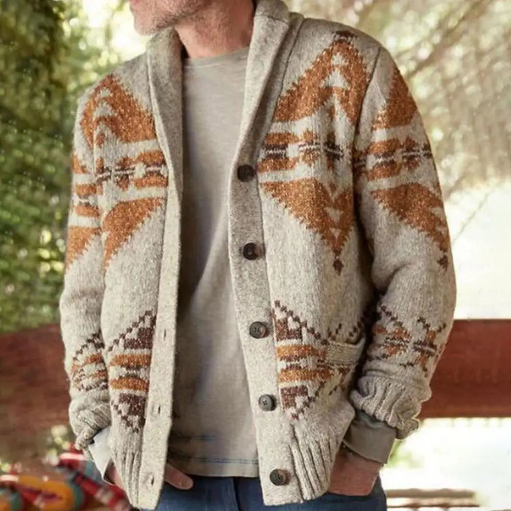 Knitted Cardigan Sweaters Knitted Cardigan Sweater Coat Long Sleeve Trench Coat Washable Non-shrink Men Knitted Cardigan Winter 250113