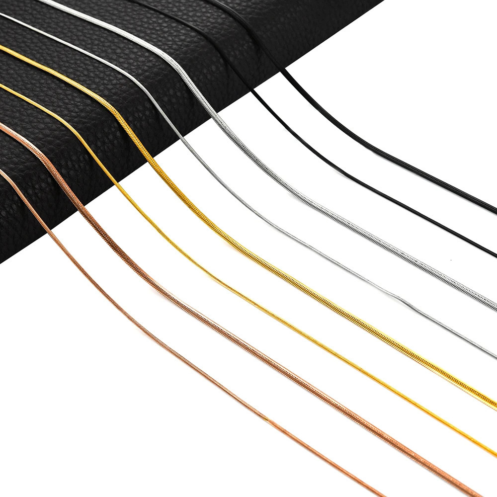 Width 1mm2mm Flat Snake GoldSilverBlackRose Color Stainless Steel Necklace Vintage Thin Chain Women And Man Jewelry 250114