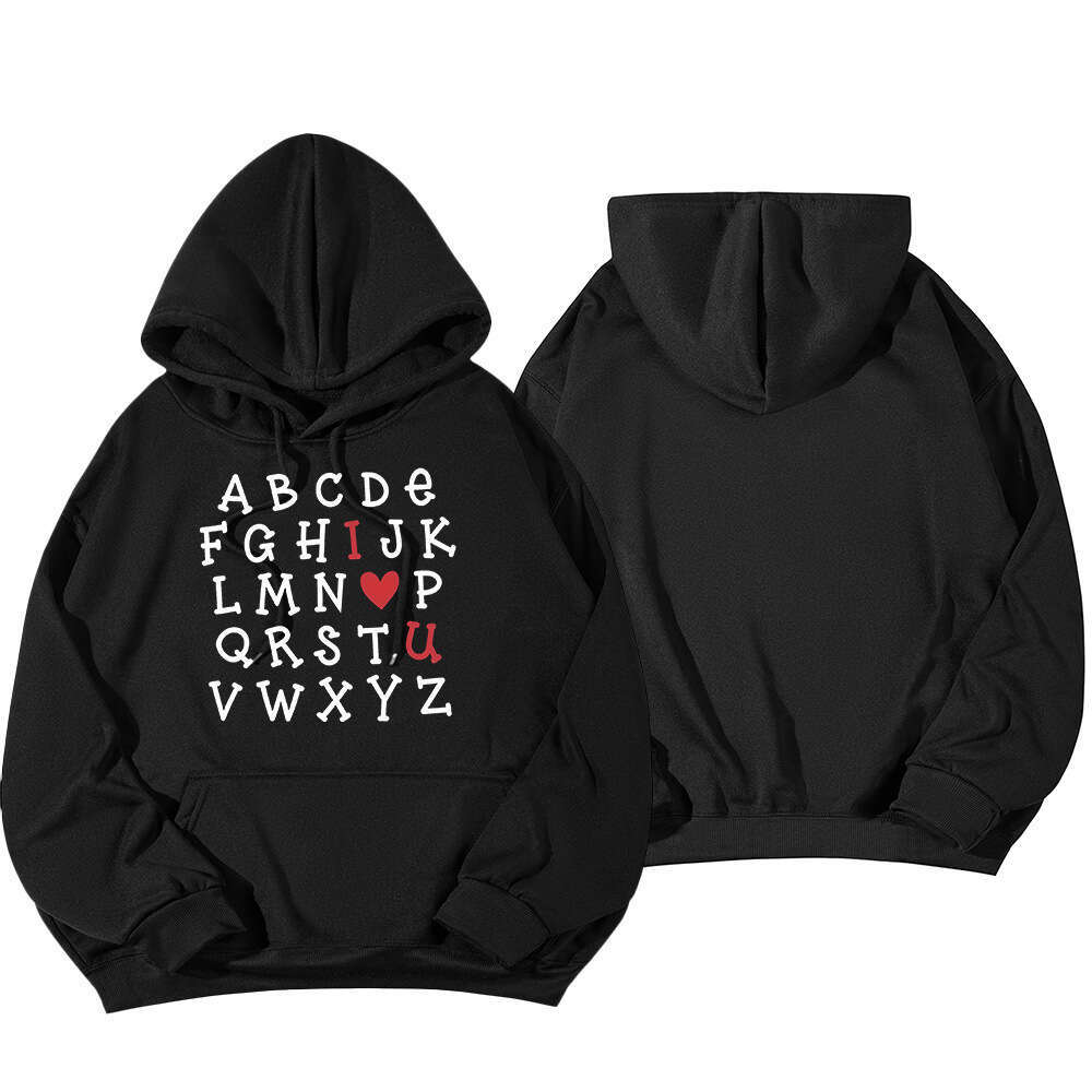 loose casual lapel with heart-shaped printed hoodie, women's clothing