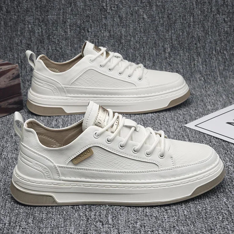 Casual Leather Shoes For Men 2024 Autumn Flats Black White Male Sneakers Office Work Zapatos Casuales 250116X