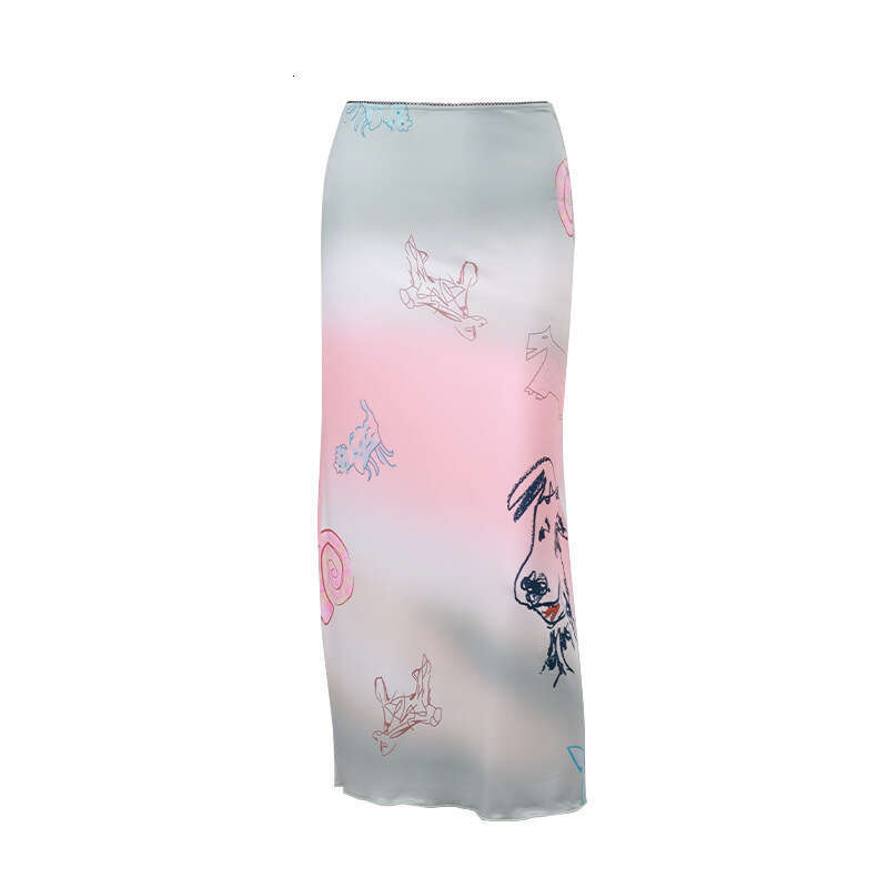 2025 summer European American fashion street spicy girl real shot gradient half skirt women's new style chic and elegant clothing