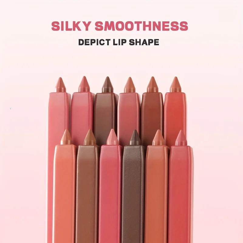 Pudaier 12-Color Lip Liner Pen Set Long-Lasting Waterproof Sweatproof Easy Blend Non-Fade Natural Berry Tones Crayon Form 250108