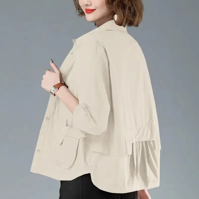 Thin Loose-Fit Short Jacket Womens 2024 Early Spring Summer Casual Cardigan Petiteshirt Windbreaker Top For Mothers 250113