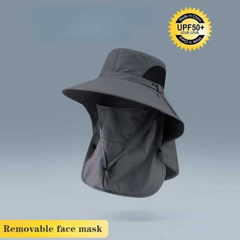 Fishing Hat With Mask UPF 50+ Summer Sun Protection Wide Brim Women Men Sun Outdoor Mountaineering Hunting Hiking Sun HatXJ250116