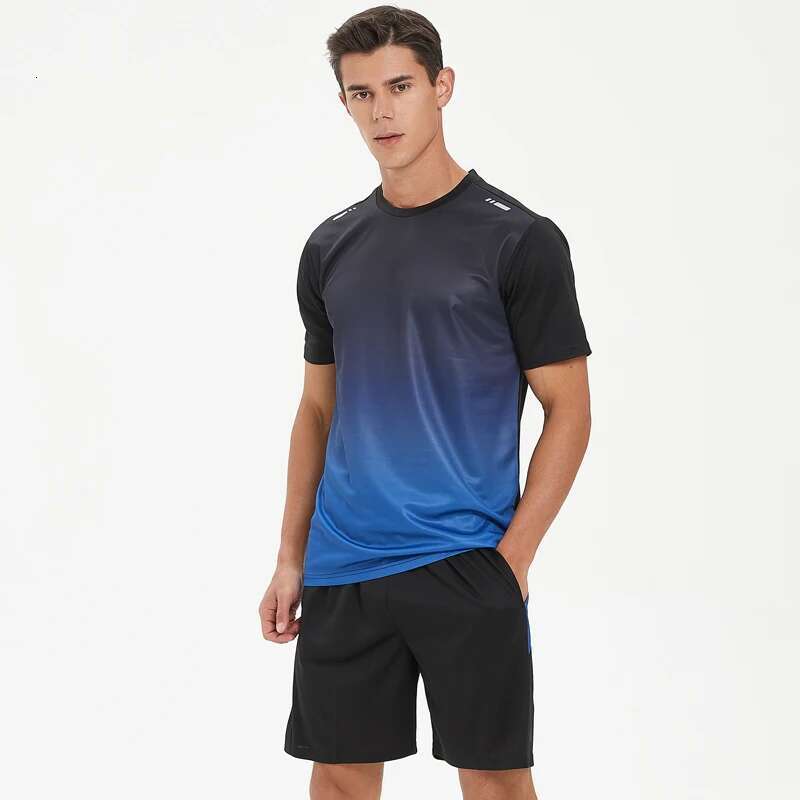 Ddmyoutdoor China Domestic Mens Heterochromat T Shirt Sports Suit Gym Quick Dry Casual Running Set Summer Short Sleeve Piece Compression Tracksuits