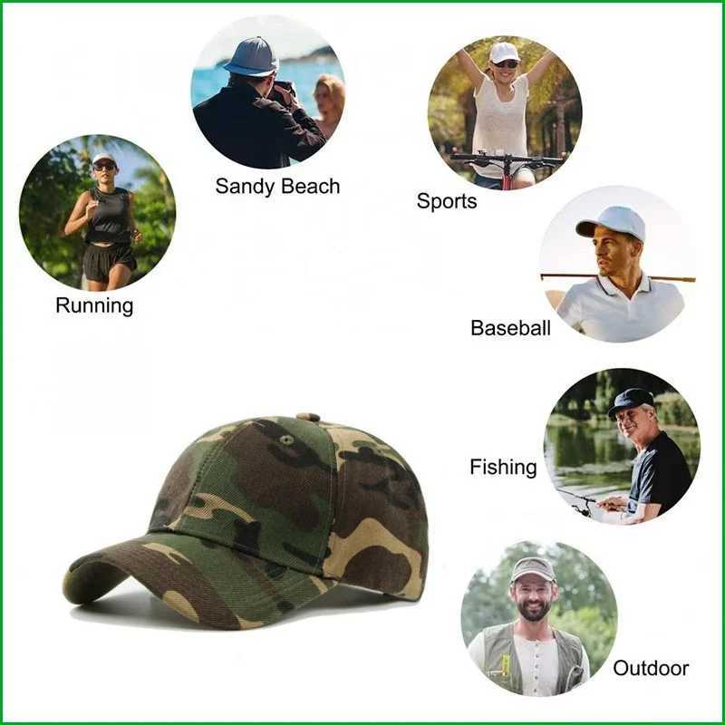 Mens Outdoor Cotton Baseball Sunscreen Sunhat Camouflage Printed Adjustab Sports Cycling Jung Hiking Anti-UV Hat VisorsXJ250116
