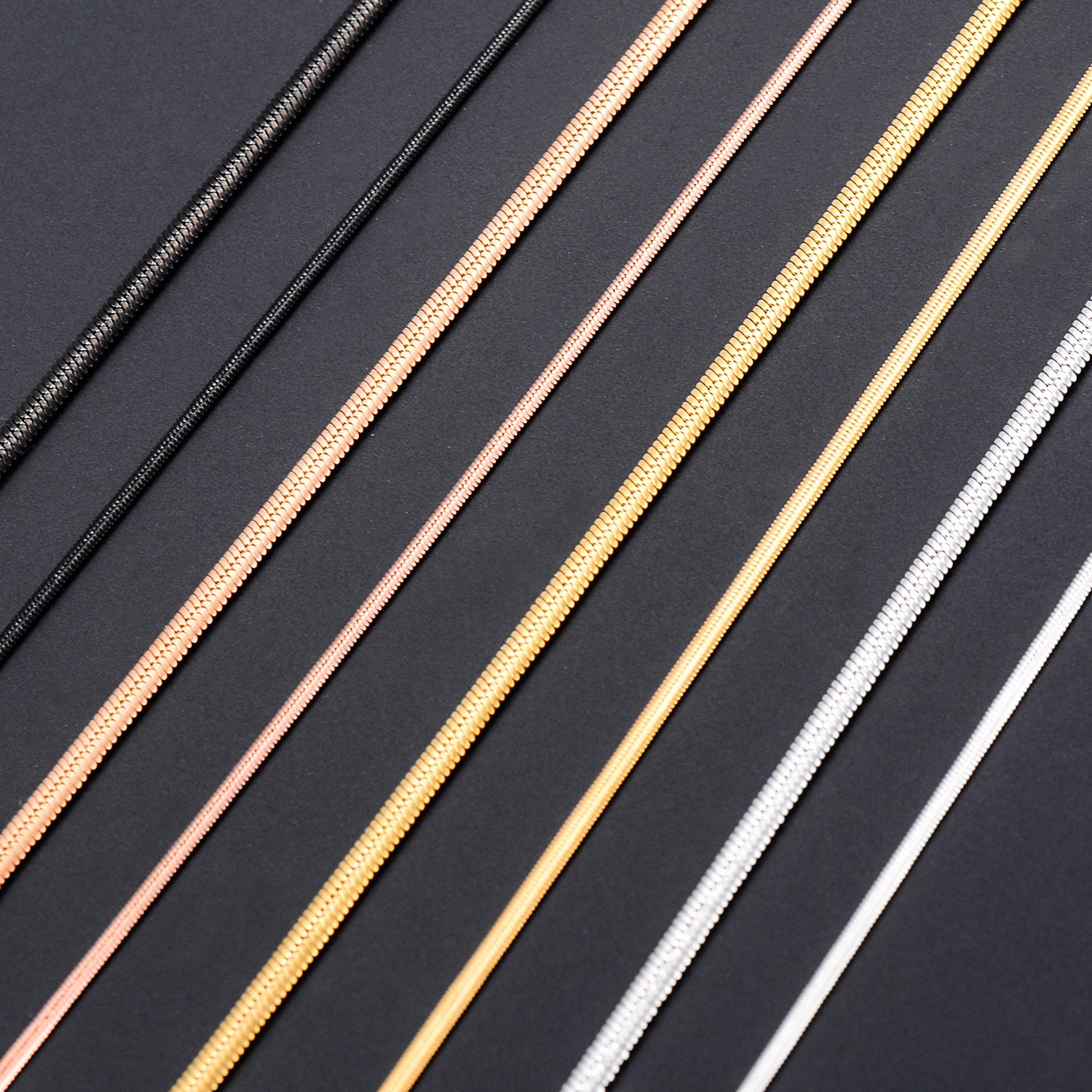 Width 1mm2mm Flat Snake GoldSilverBlackRose Color Stainless Steel Necklace Vintage Thin Chain Women And Man Jewelry 250114