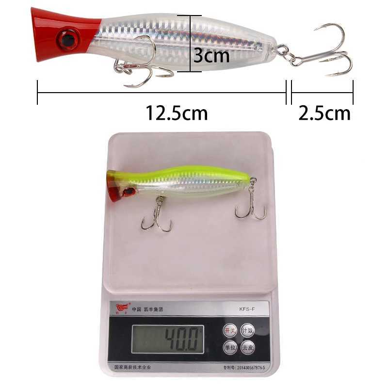 New Arrival 1 PC Big Topwater Popper Fishing Lure Floating Hard Fishing Bait 12.5cm 40g Simulated Fishing Lure Perch Fishing Tackle Z250118