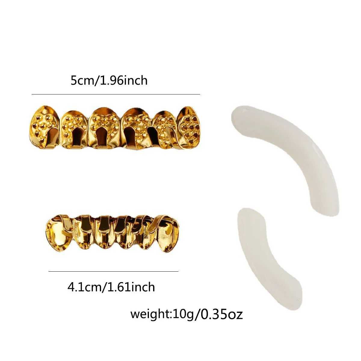 YOUNGX Hip Hop Heart Zircon Teeth Grillz Braces Gold Color Top Bottom Glossy CZ Stone Tooth Caps For Women Men Jewelry GiftXJ250114