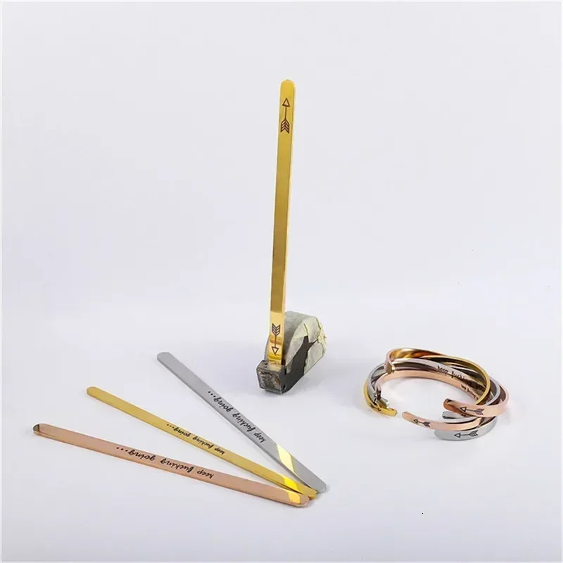 10 pieces of stainless steel straight cuff bracelets blank flat bar bracelets Diy laser engraved bracelets jewelry charm accessories 250109