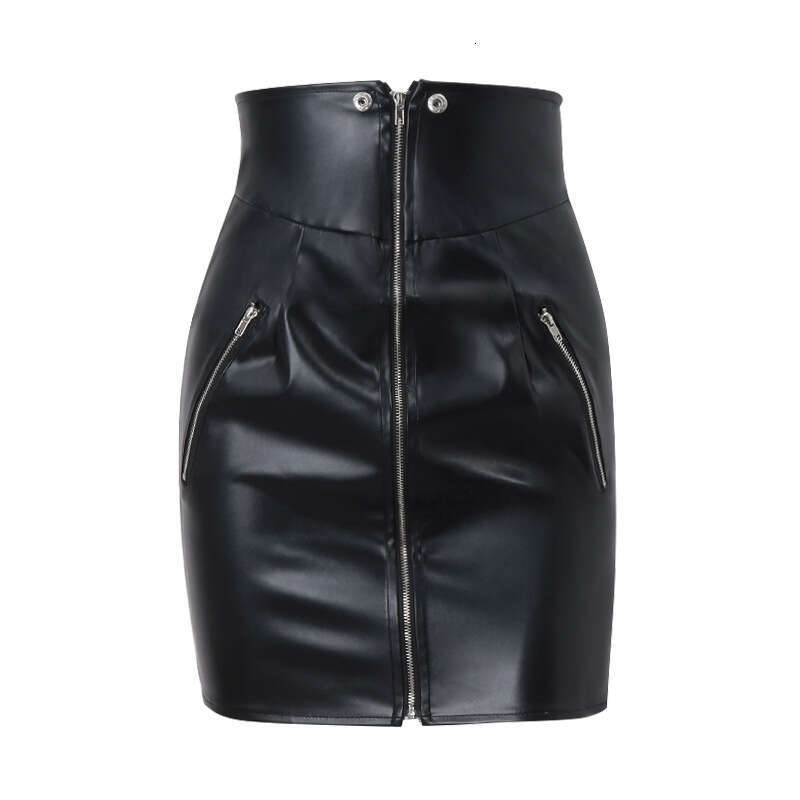 European American 2025 Winter Fashion and Sexy PU Leather Short Women's Slim Fit, Hip Lifting, Zipper Half Skirt, Versatile Style, New Trendy Clo