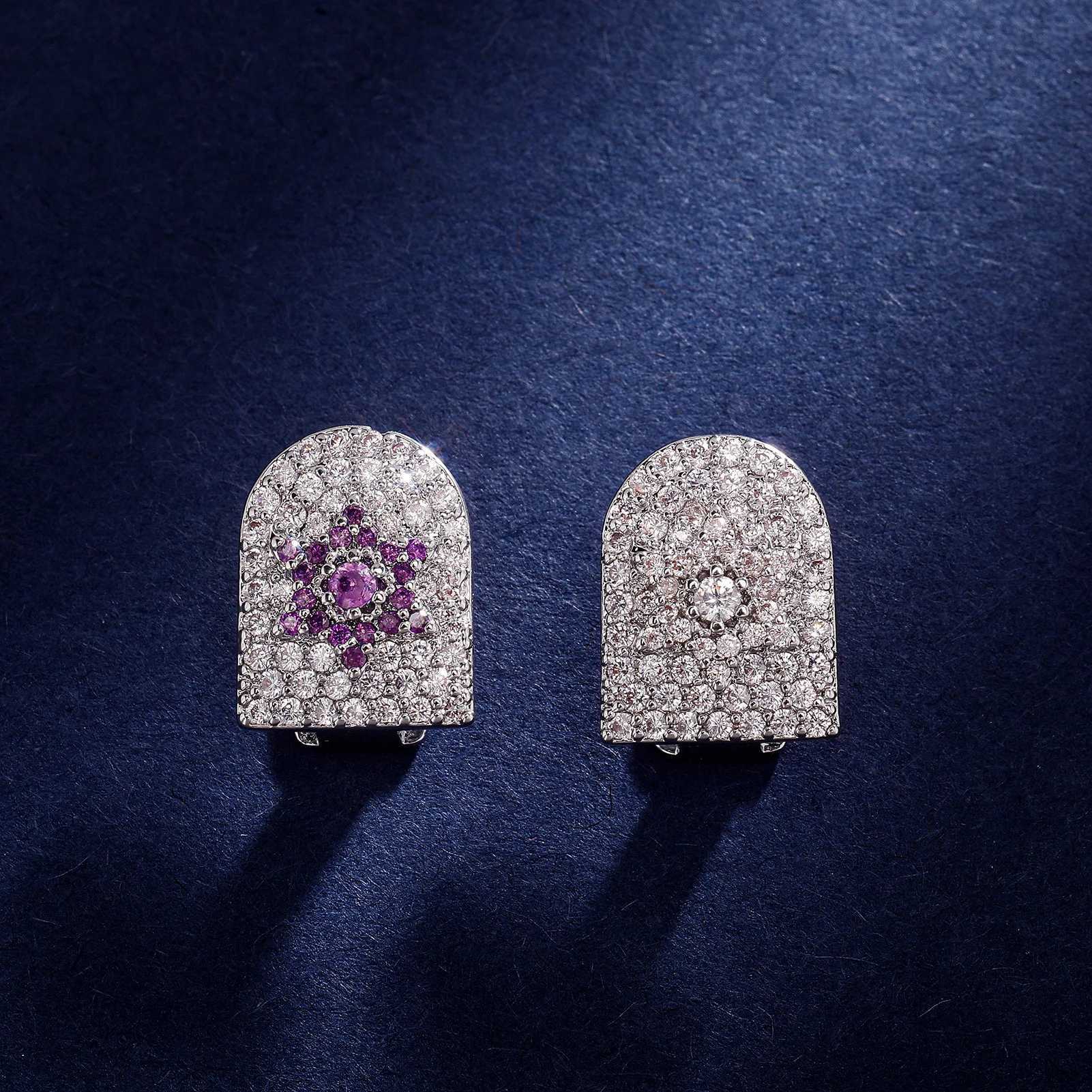 RACHELZ Hip Hop CZ Stone Teeth Grillz Braces Silver Color Hexagon Purple Zircon Tooth Caps For Women Men Jewelry Dental GrillsXJ250114