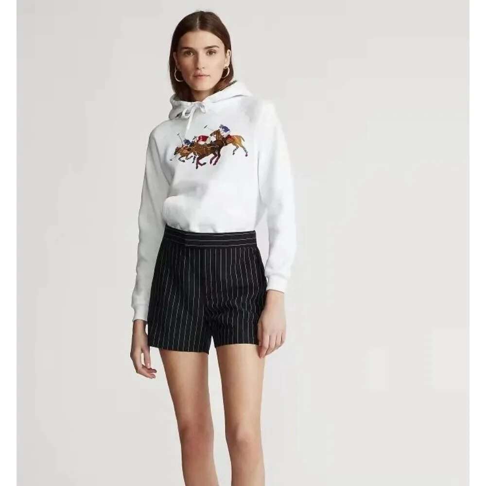 2024 Autumn/Winter Tide Female Sports Casual Polo Jumper Slim Fit Warm Hooded Printed Hoodie Suit