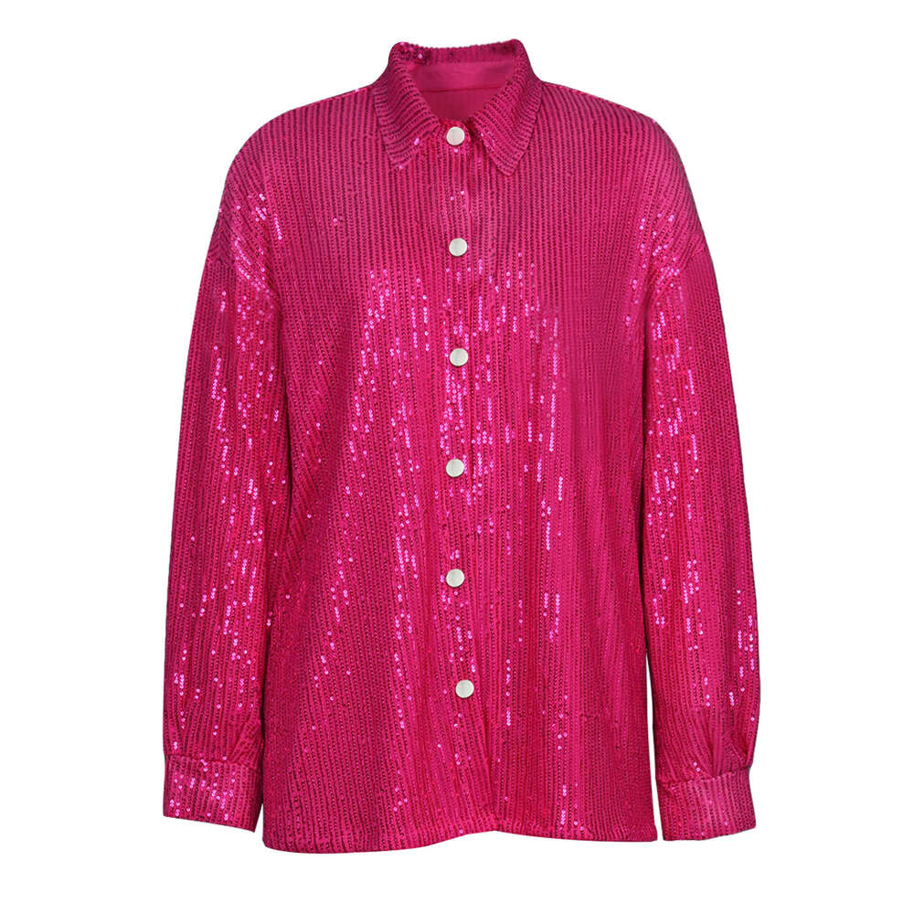 Spring summer women's hot selg in Europe and America, solid color sequin suit, shirt, underwear, straight leg pants, 2025 new casual fashion tren