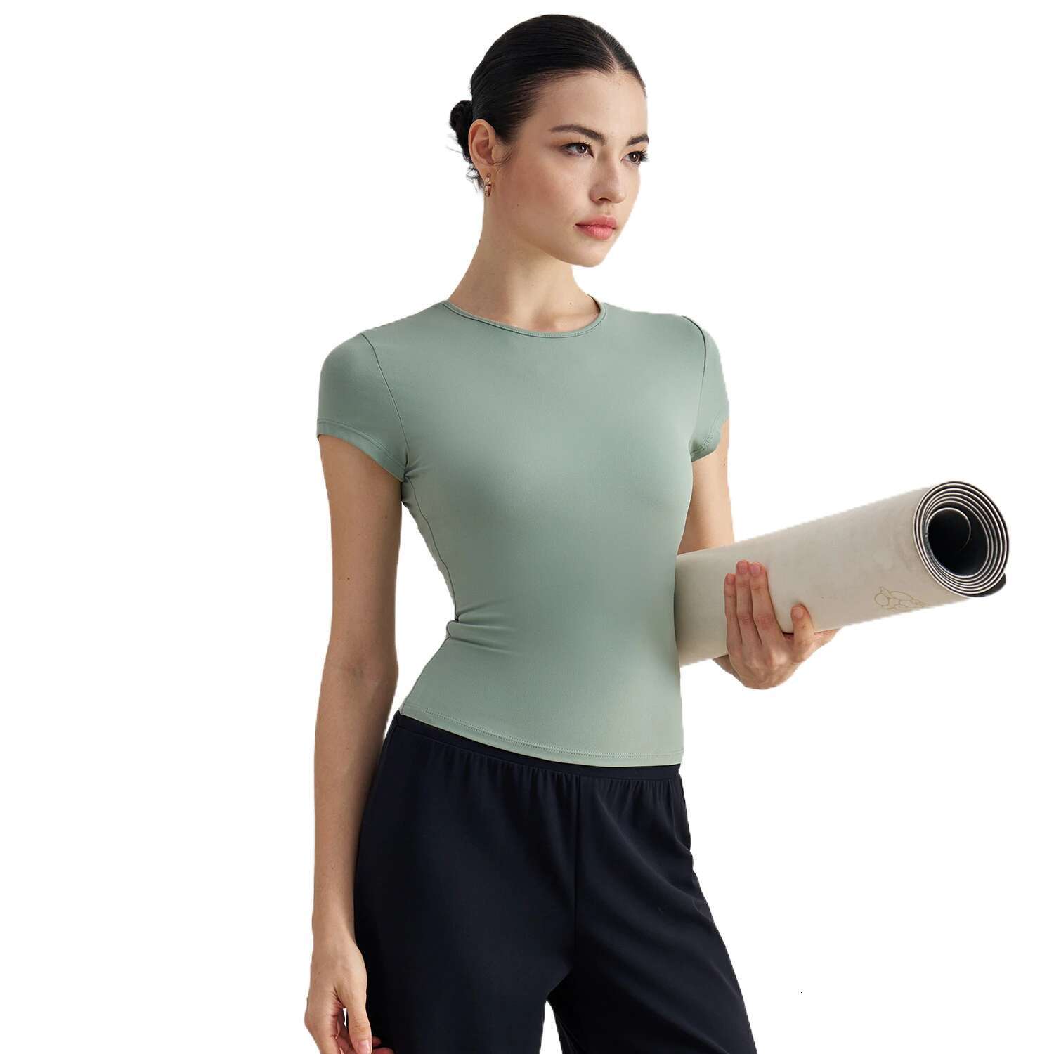 Ddmyoutdoor China Domestic Mermaid Curve Casual Sports Short Sleeved Tight Waist Slim Fit Breathable Yoga T Shirt Running Training Naked Fiess Top