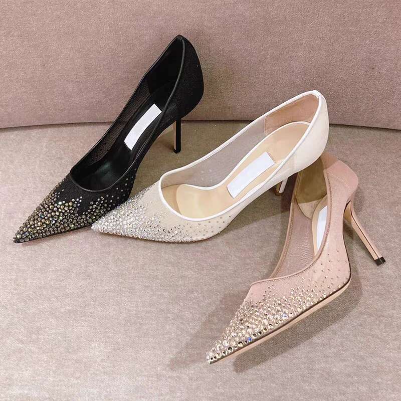 Spring And Autumn 2024 New Mesh Pointed Shallow Mouth Sexy Stiletto Shoes