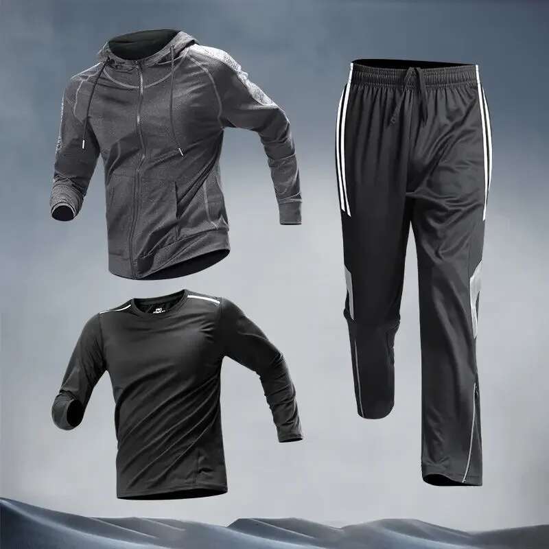 Running Fiess Quick-Dry Loose Fit Outdoor Training Jacket Morning Runs Autumn Spring Men's Sportswear Set