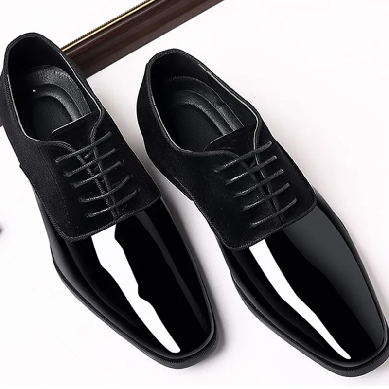 Mens Patent Leather Shoes Lace Up Oxfords Men Dress Pointed Toe Wedding Business Party Work Office Big Size 50 250116X