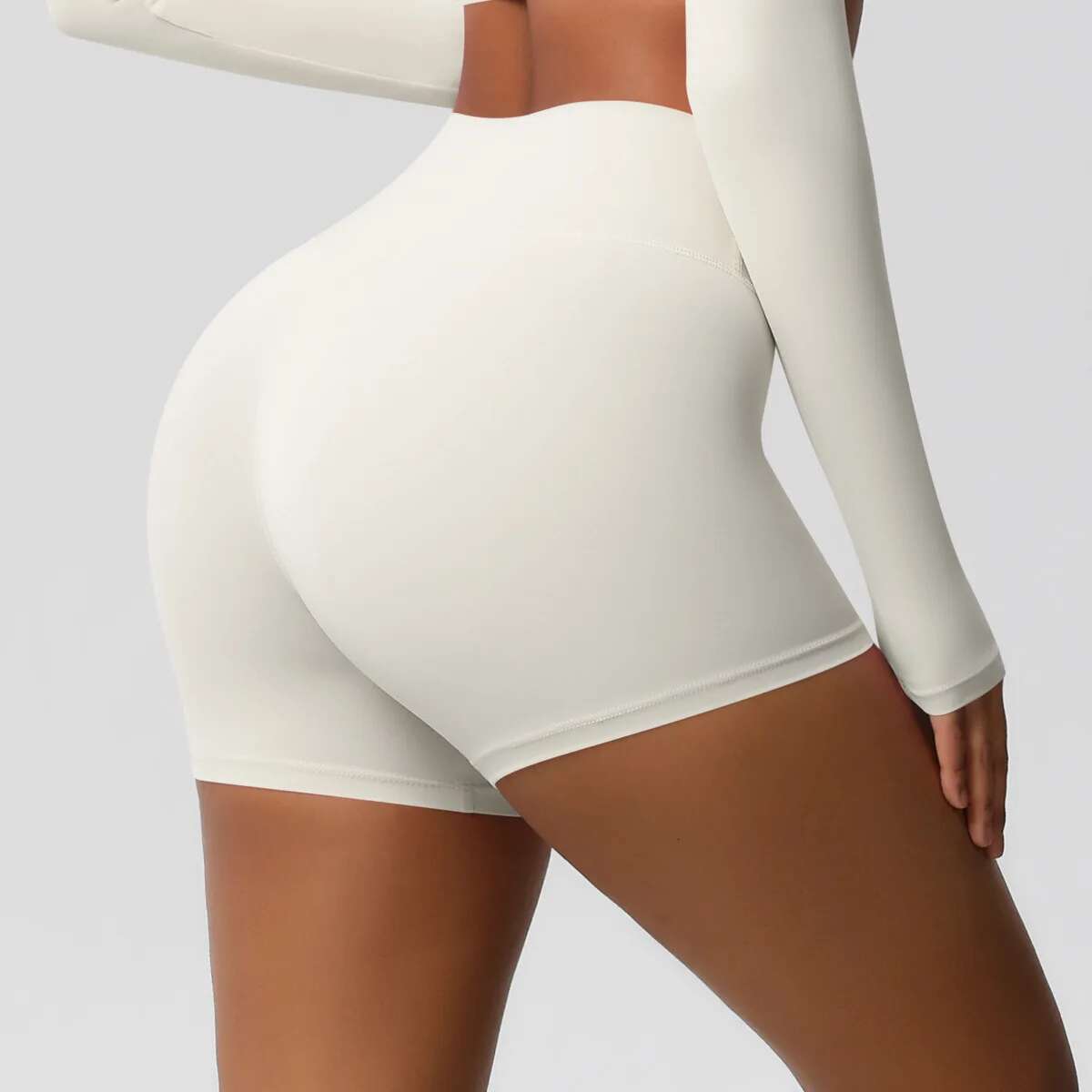 Ddmyoutdoor China Domestic Mermaid Curve New Fiess Belly Lifting Hip Solid Color Sports High Waist No Embarrassment Tight Quick Drying Yoga Shorts