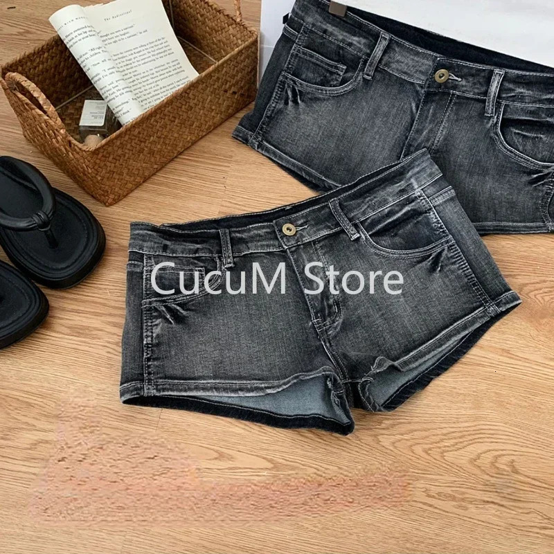 Summer Women Y2k Streetwear Gyaru Harajuku Fashion Grunge Vintage Coquette Low Rise 2000s Jean Shorts Denim Pants Japanese 250115