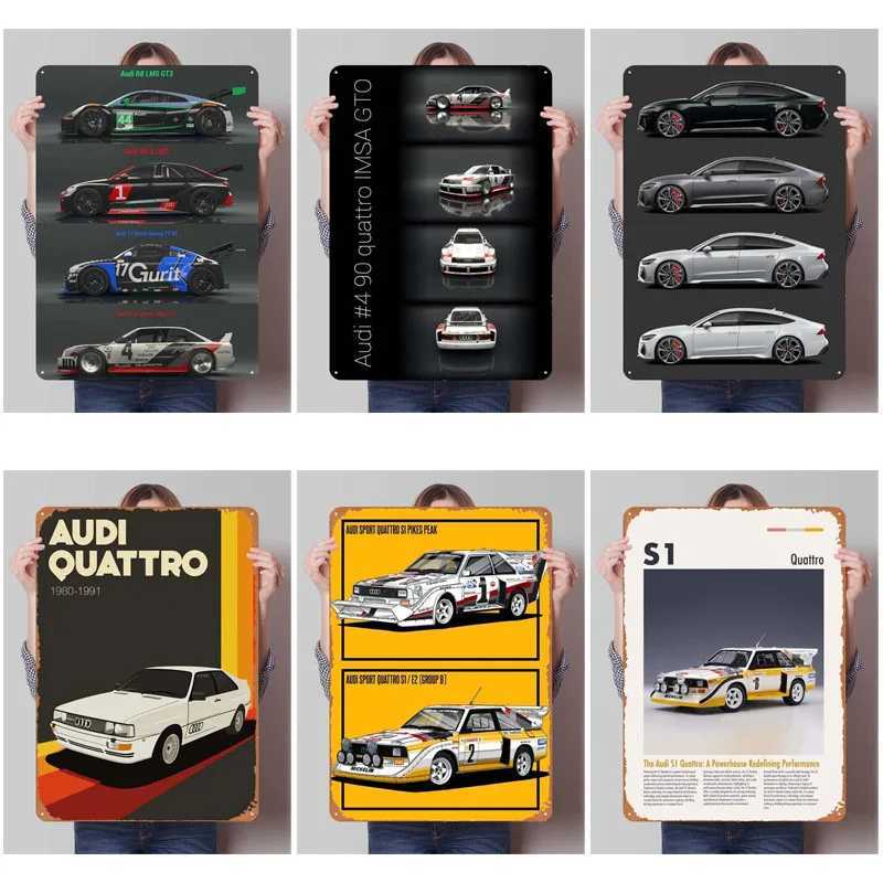High Quality Audi Sign Classic Cars Poster Decoration for Home Decor Items Retro Metal Tin Sign Plaque for Garage Wall Art Decoration Room T250118