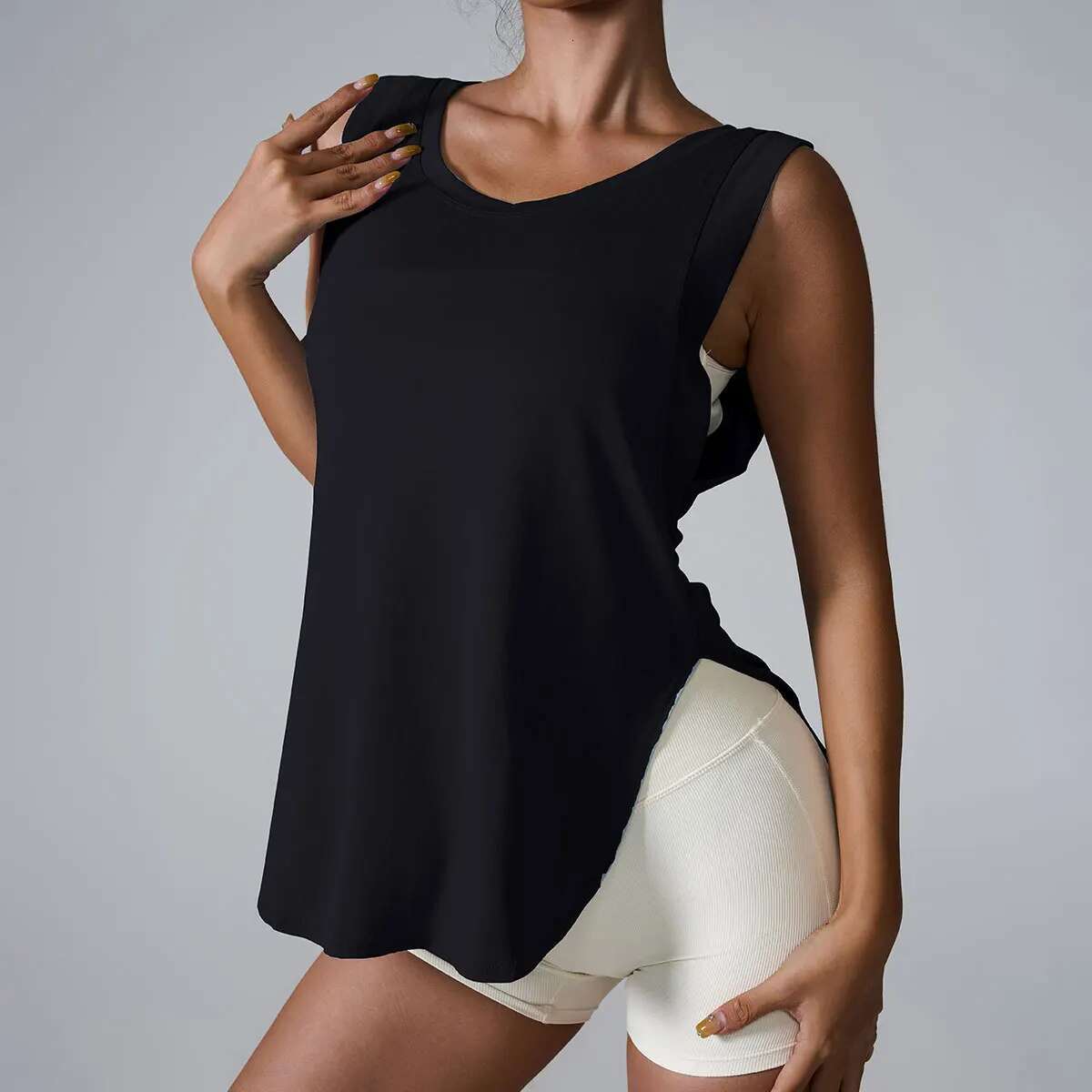 Ddmyoutdoor China Domestic Ins Popular Gym Clothing Women Loose Sleeveless Sportswear Tank Fiess Top Irregular Split Hem Workout Quick Dry Vest