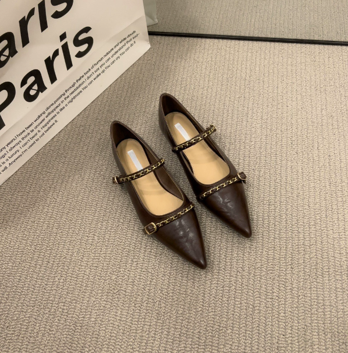 Women Dress Shoes Pointed Toe Flat Bottom Fashion Versatile Triple Black Beige Brown Free shipping