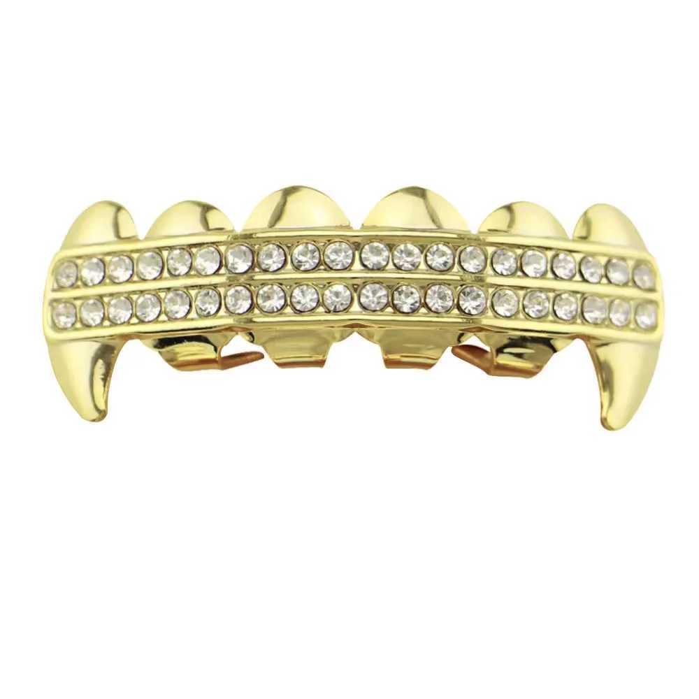 Fashion Gold Rose Gold Plated Teeth Grillz Hip Hop Cool Popular Vampire Gangsta Fang Tooth Cap Mold Kit Body Jewelry GiftXJ250114