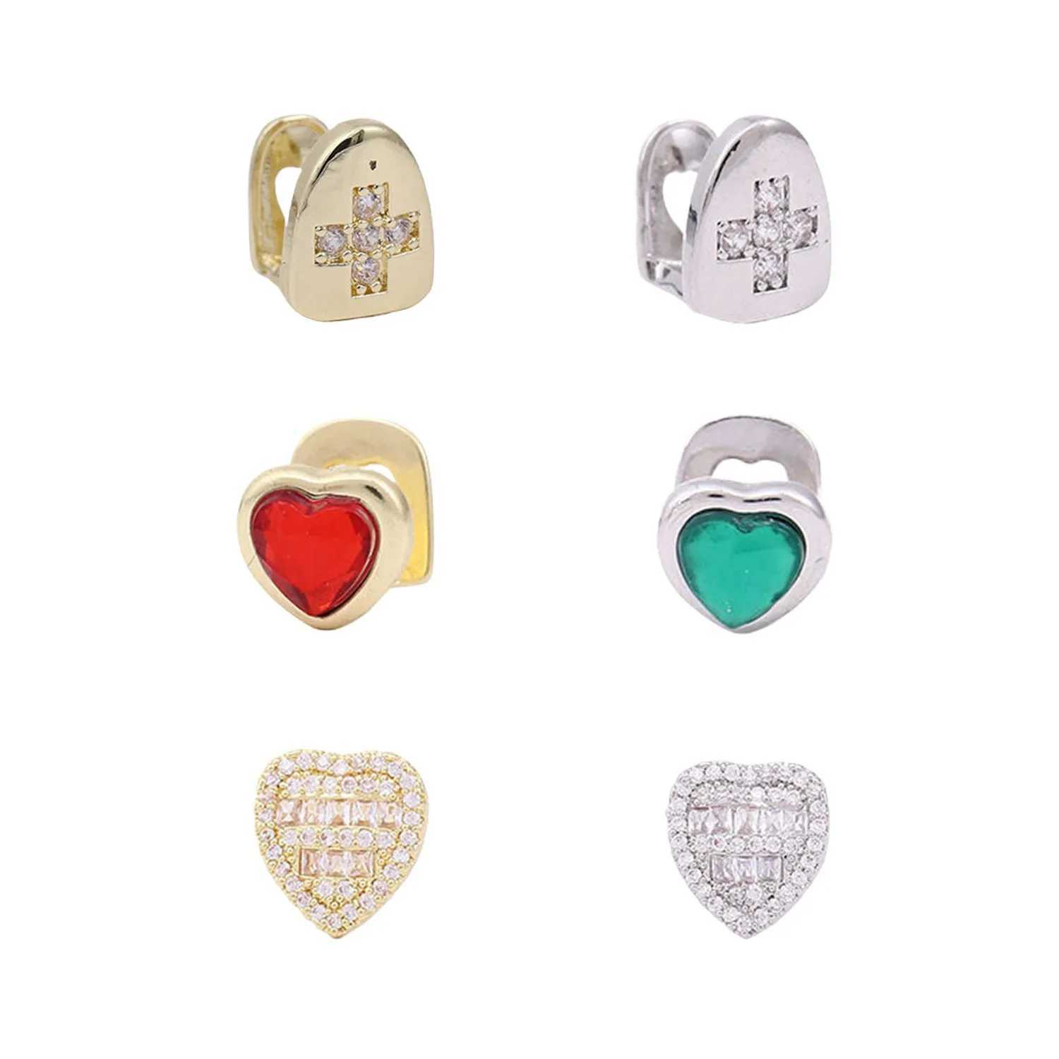 6PCS/Set Hip Hop Teeth Grillz Fashion Rhinestones Gold Silver Color Removable Grills Dental Mouth Punk Teeth Caps Party JewelryXJ250114